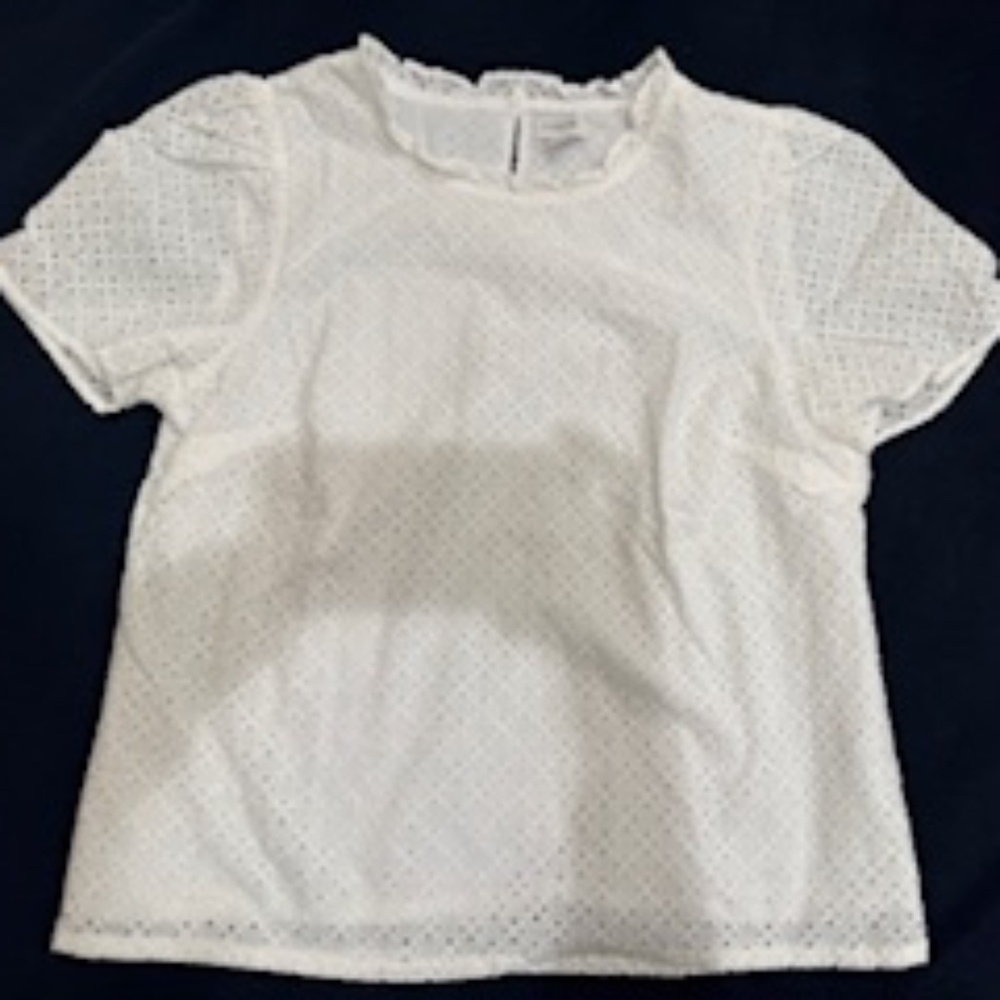 J. Crew Factory White Eyelet Short Sleeve Top